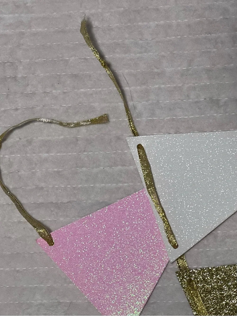 Glitter Triangle Pennant Banner - Pink, Gold & White Party Garland